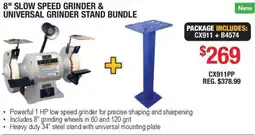 Busy Bee Tools 8" slow speed grinder & universal grinder stand bundle offer