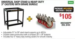 Busy Bee Tools Busybeetools universal shop stand & heavy duty 3" casters with brake bundle offer