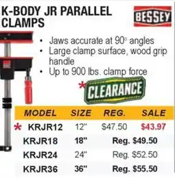 Busy Bee Tools Bessey k-body jr parallel clamps offer