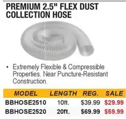 Busy Bee Tools premium 2.5" flex dust collection hose offer