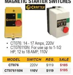 Busy Bee Tools Craftex magnetic starter switches offer