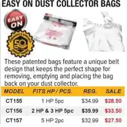 Busy Bee Tools Easy on dust collector bags offer