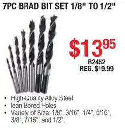 Busy Bee Tools 7pc brad bit set 1/8" to 1/2" offer