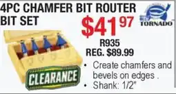 Busy Bee Tools Tornado 4pc chamfer bit router bit set offer