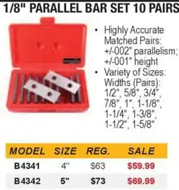 Busy Bee Tools 1/8" parallel bar set 10 pairs offer