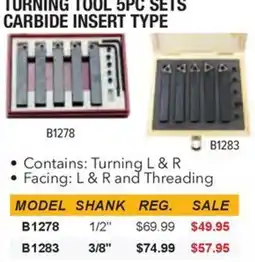 Busy Bee Tools Turning Tool 5pc Sets Carbide Insert Type offer