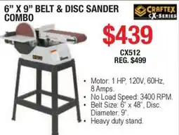 Busy Bee Tools CrafteX 6" x 9" belt & disc sander combo offer
