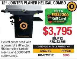 Busy Bee Tools B 12" Jointer Planer Helical Combo offer