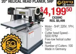Busy Bee Tools CrafteX 20" helical head planer offer