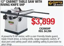 Busy Bee Tools Craftex 12" cabinet table saw with riving knife 5hp offer