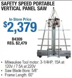 Busy Bee Tools Milwaukee safety speed portable vertical panel saw offer