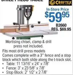 Busy Bee Tools Craftex drill press table offer
