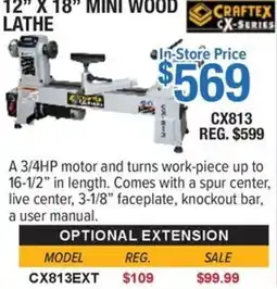 Busy Bee Tools CrafTex 12" X 18" Mini Wood Lathe offer