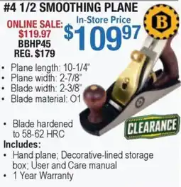 Busy Bee Tools B #4 1/2 Smoothing Plane offer
