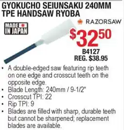 Busy Bee Tools Razorsaw gyokuchoseiunsaku 240mm tpe handsaw ryoba offer