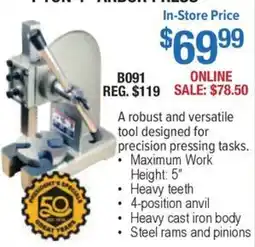 Busy Bee Tools Pony Arbor Press offer