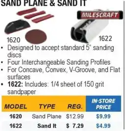 Busy Bee Tools Milecraft sand plane & sand it offer