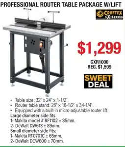 Busy Bee Tools CrafTEX professional router table package w/lift offer
