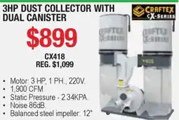 Busy Bee Tools CrafteX 3hp dust collector with dual canister offer