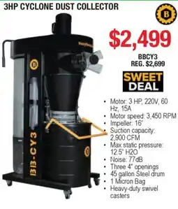 Busy Bee Tools Busybeard 3hp cyclone dust collector offer
