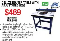 Busy Bee Tools Tornado deluxe router table with adjustable legs offer
