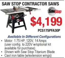 Busy Bee Tools Saw Stop Contractor Saws offer