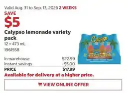 Costco Calypso lemonade variety pack offer