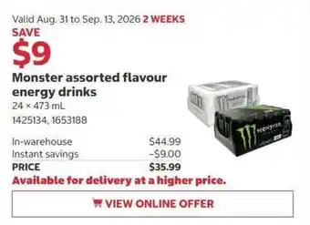 Monster assorted flavour energy drinks
