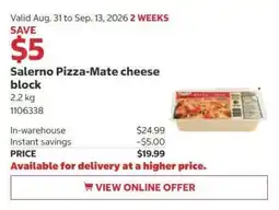 Costco Salerno pizza-mate cheese block offer
