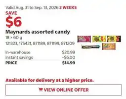 Costco Maynards assorted candy offer