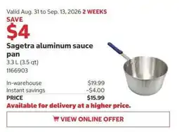 Costco Sagetrta aluminum sauce pan offer
