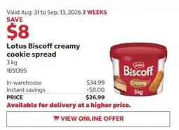 Costco Lotus Biscoff creamy cookie spread offer