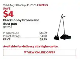 Costco Black lobby broom and dust pan offer