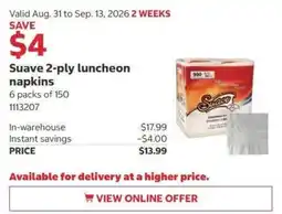 Costco Suave 2-ply luncheon napkins offer