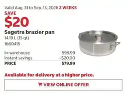 Costco Sagetra brazier pan offer