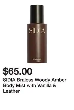 Sephora SIDIA Braless Woody Amber Body Mist with Vanilla & Leather offer