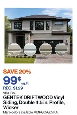 Patrick Morin DRIFTWOOD Vinyl Siding, Double 4.5 in. Profile, Wicker offer