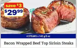 M & M Food Market Bacon Wrapped Beef Top Sirloin Steaks offer