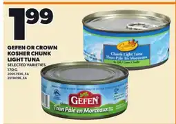 Loblaws GEFEN OR CROWN KOSHER CHUNK LIGHT TUNA offer