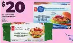 Loblaws PC chicken or turkey burgers offer