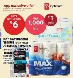 Loblaws Optimum PC bathroom tissue offer