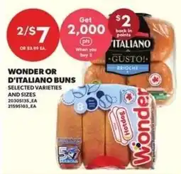 Loblaws Wonder or D'italiano buns offer