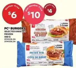 Loblaws PC burgers selected varieties offer