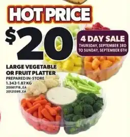 Loblaws Large vegetable or fruit platter offer