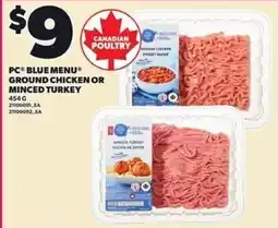 Loblaws PC blue menu ground chicken or minced turkey offer