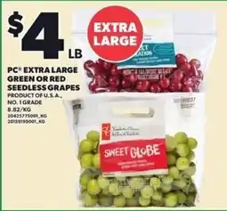 Loblaws PC extra large green or red seedless grapes offer