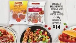 Loblaws Marcangelo breakfast patties or italian style meatballs selected varieties offer