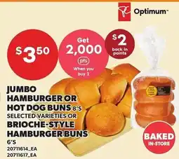 Loblaws Optimum jumbo hamburger or hot dog buns 8's selected varieties or brioche-style hamburger buns 6's offer