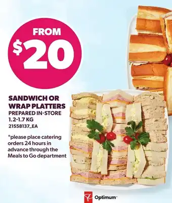 Optimum sandwich or wrap platters