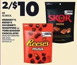 Loblaws Hershey's, Reese's, Oh Henry!, Whoppers or York Bagged Chocolates offer